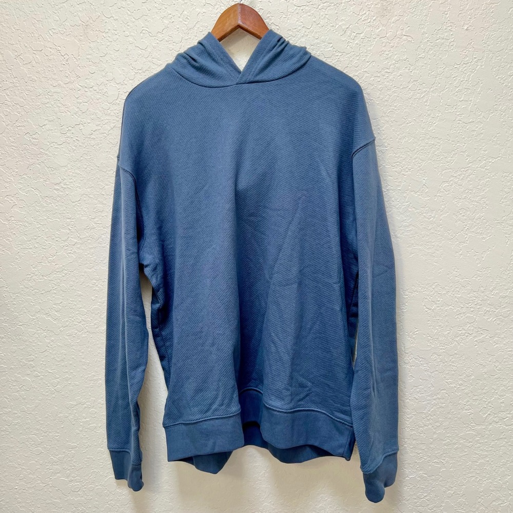 GAP Womens Blue Textured Hoodie Sweatshirt Size Large Casual Lightweight